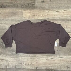 OLD NAVY‎ Womens ACTIVE Brown Long Sleeve Round Neck Open Back Size XL Yoga Gym